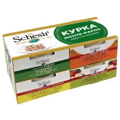 Набор натуральных консерв Schesir Монте-Карло для собак, с курицей, 4 шт×150 г