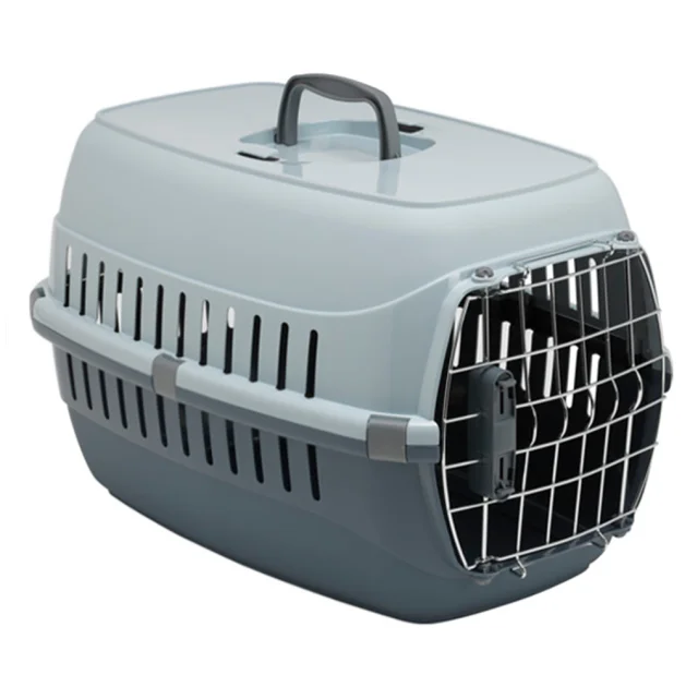 Переноска Moderna Road Runner 1 для кошек и собак, металлическая дверца с замком, серый, 49×32×30 см