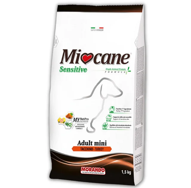 Монопротеиновый сухой корм Morando MioCane Mini Sensitive Monoprotein для собак мелких пород, индейка, 1.5 кг