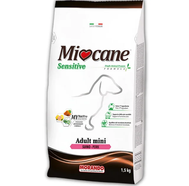 Монопротеиновый сухой корм Morando MioCane Mini Sensitive Monoprotein для собак мелких пород, свинина, 1.5 кг