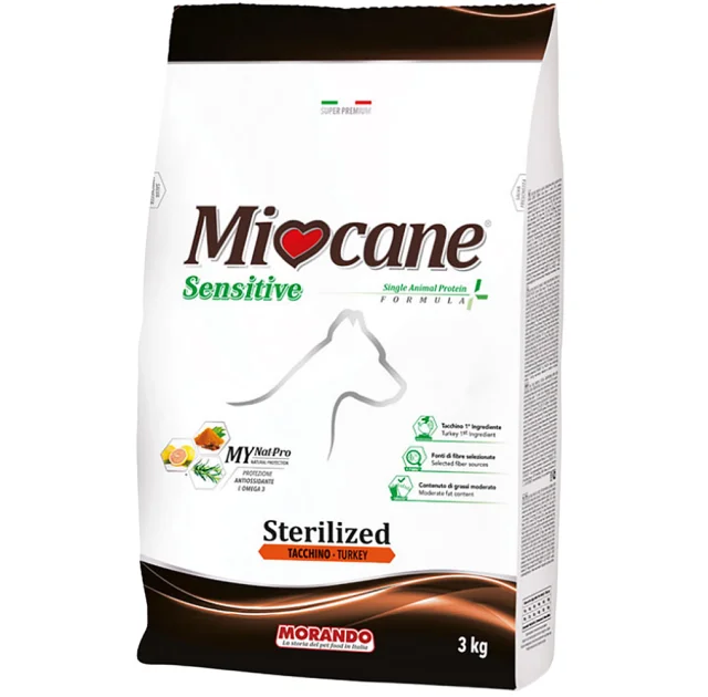 Сухий корм Morando MioCane Sensitive Monoprotein Sterilised для стерилізованих собак всіх порід, індичка, 3 кг