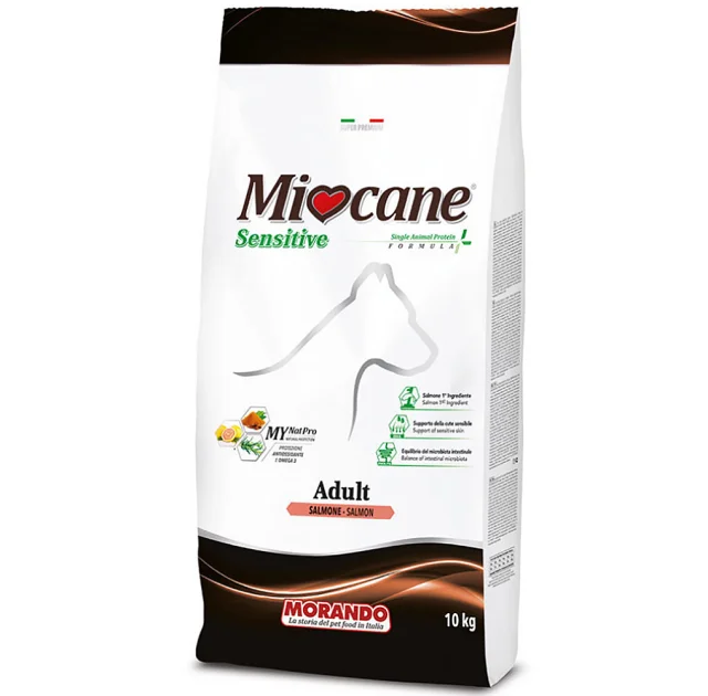 Монопротеиновый сухой корм Morando MioCane Sensitive Monoprotein для собак средних/крупных пород, лосось, 10 кг