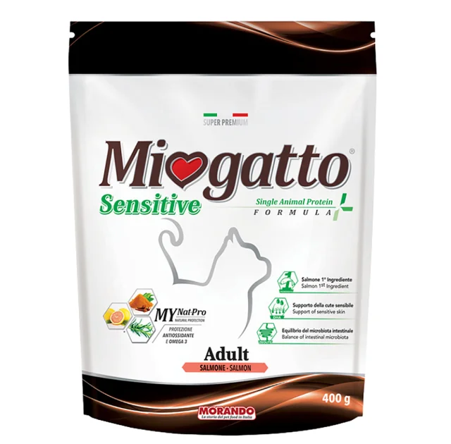 Монопротеиновый сухой корм Morando MioGatto Sensitive Monoprotein для кошек, лосось, 400 г