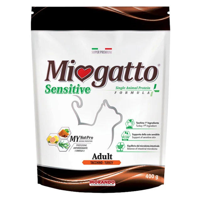 Монопротеиновый сухой корм Morando MioGatto Sensitive Monoprotein для кошек, индейка, 400 г