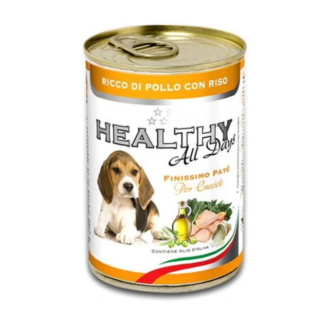 Вологий корм Healthy All Days, паштет зі шматочками, курятина з рисом, для цуценят, 400 г