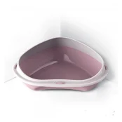 Туалет угловой с бортиком Georplast Shuttle Corner для кошек, 49×40×17.5 см, розовый