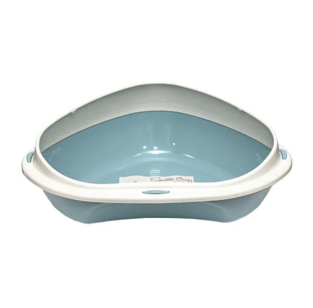 Туалет угловой с бортиком Georplast Shuttle Corner для кошек, 58×48×20.5 см, голубой