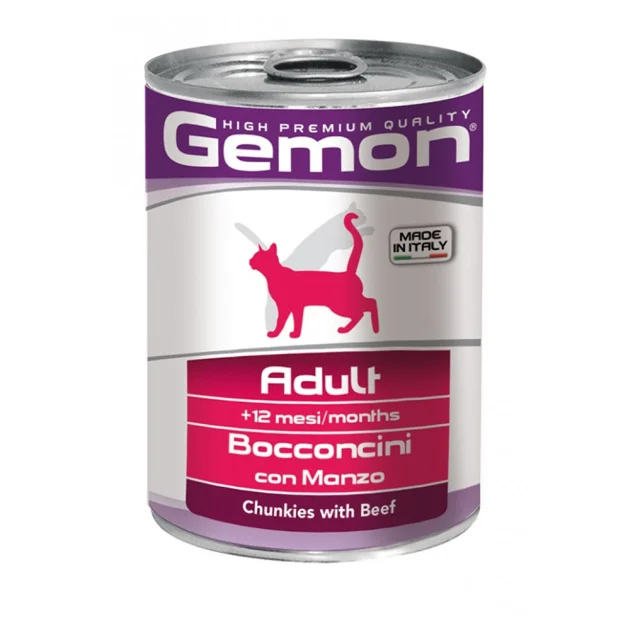 Консервы Gemon Cat Wet Adult для взрослых кошек, кусочки в желе, с говядиной, 415 г