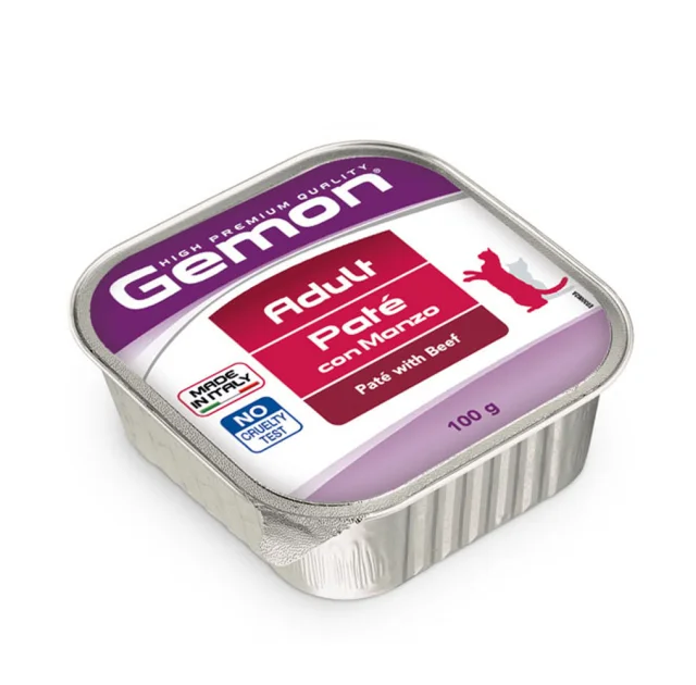 Консервы Gemon Cat Wet Adult для взрослых кошек, паштет с говядиной, 100 г