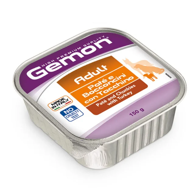 Консервы Gemon Dog Wet Adult для взрослых собак, кусочки в паштете, с индейкой, 150 г