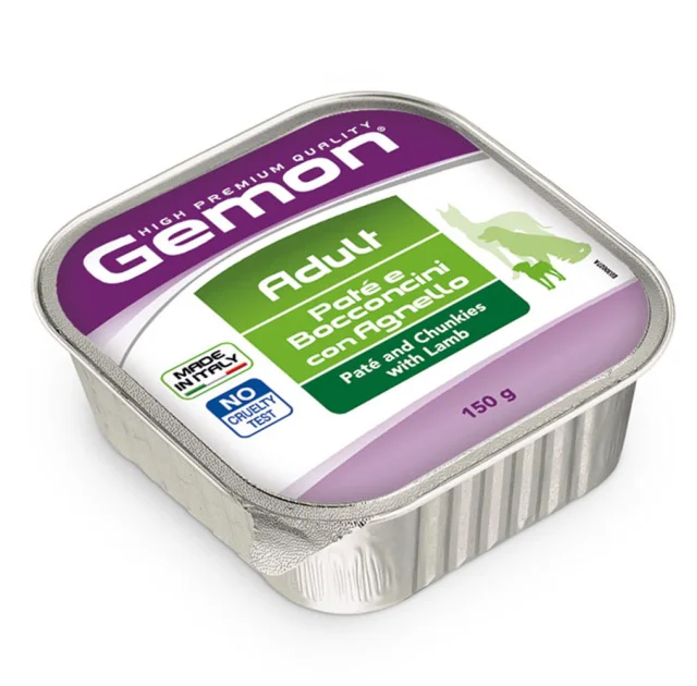Консервы Gemon Dog Wet Adult для взрослых собак, кусочки в паштете, с ягненком, 150 г