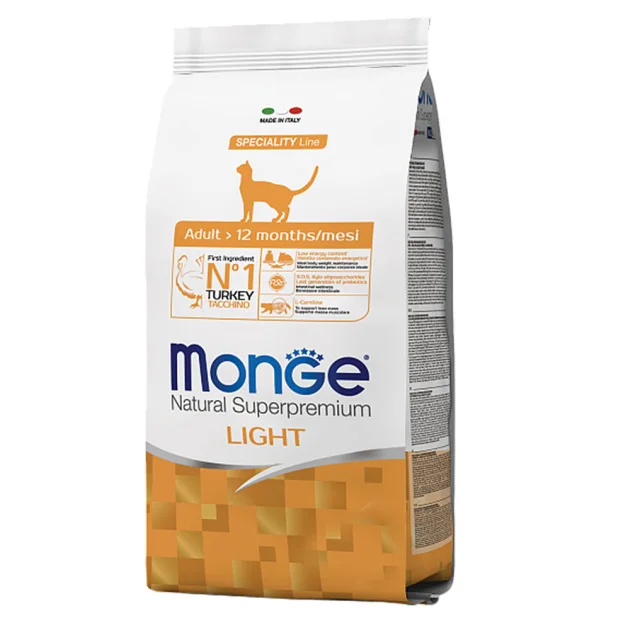 Сухий корм Monge Cat Light для котів схильних до зайвої ваги, з індичкою, 1.5 кг