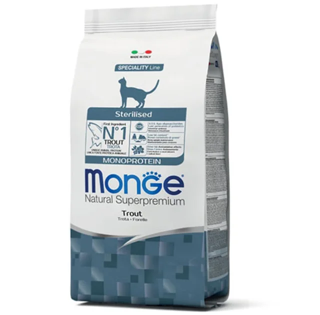 Сухий корм Monge Cat Monoprotein Sterilised для стерилізованих котів, з фореллю, 10 кг