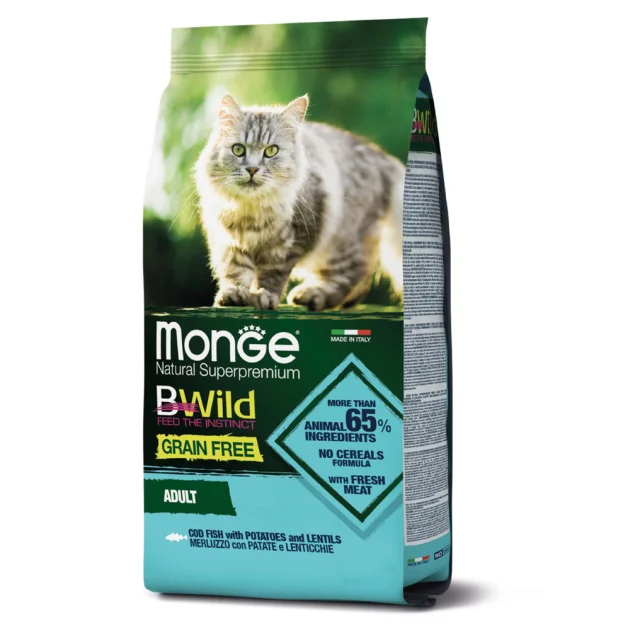 Сухий корм Monge Cat Be Wild Gr.Free для дорослих котів, з тріскою, 1.5 кг