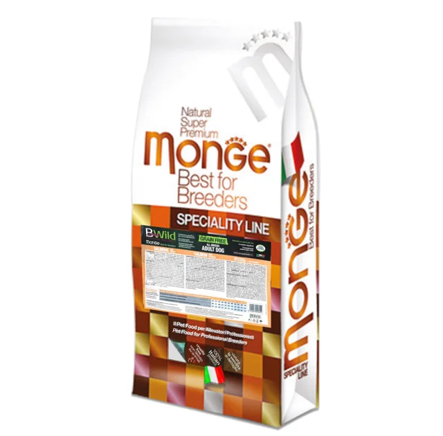 Сухой беззерновой корм Monge Dog Be Wild Gr.Free для собак, с лососем, 17.5 кг