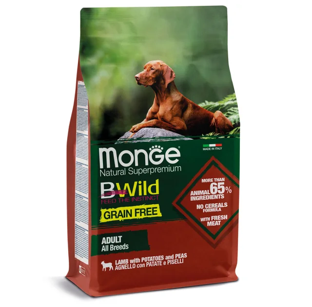 Сухий беззерновий корм Monge Dog Be Wild Gr.Free для собак, з ягням, 2.5 кг
