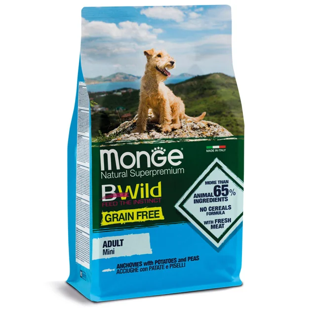 Сухий беззерновий корм Monge Dog Be Wild Gr.Free Mini для собак малих порід, з анчоусом, 2.5 кг