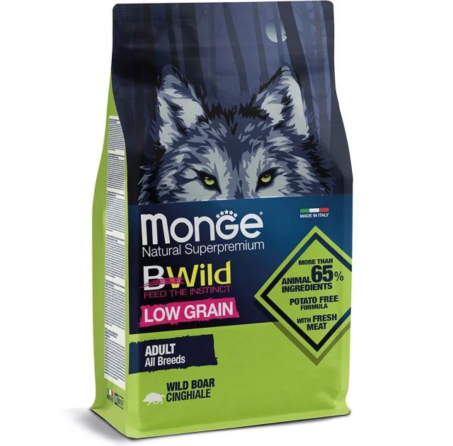 Сухий низькозерновий корм Monge Dog Be Wild Low Grain для собак, з м'ясом дикого кабана, 2.5 кг