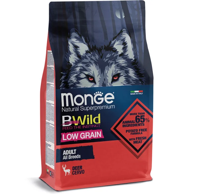 Сухий низькозерновий корм Monge Dog Be Wild Low Grain для собак, з олениною, 2.5 кг
