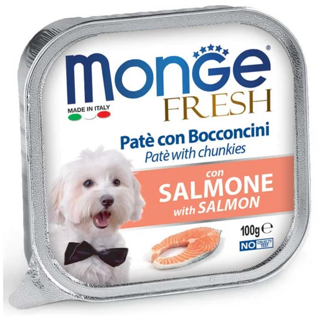 Консерви Monge Dog Fresh для собак, паштет, зі свіжим лососем, 100 г