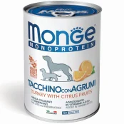 Консервы Monge Dog Fruit Monoprotein для собак, паштет, индейка с цитрусами, 400 г