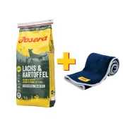 Сухой корм Josera Adult Lachs & Kartoffel для взрослых и активных собак, с лососем и картофелем, 15 кг, плед в подарок