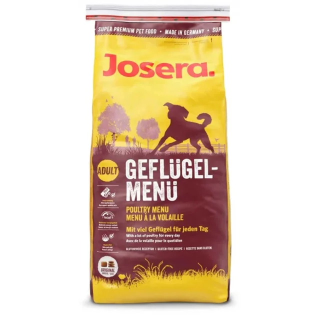 Сухий корм Josera Adult Geflugel для дорослих і активних собак, з м'ясом птиці, 15 кг, плед у подарунок
