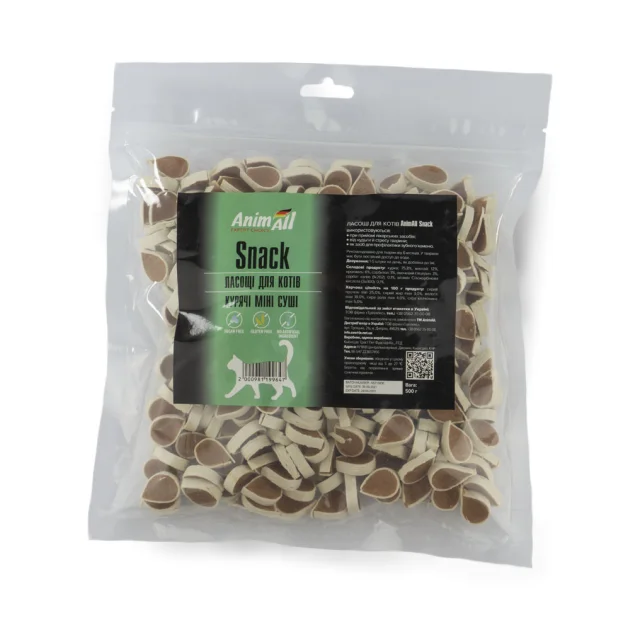 Ласощі AnimAll Snack курячі міні суші, для котів, 500 г