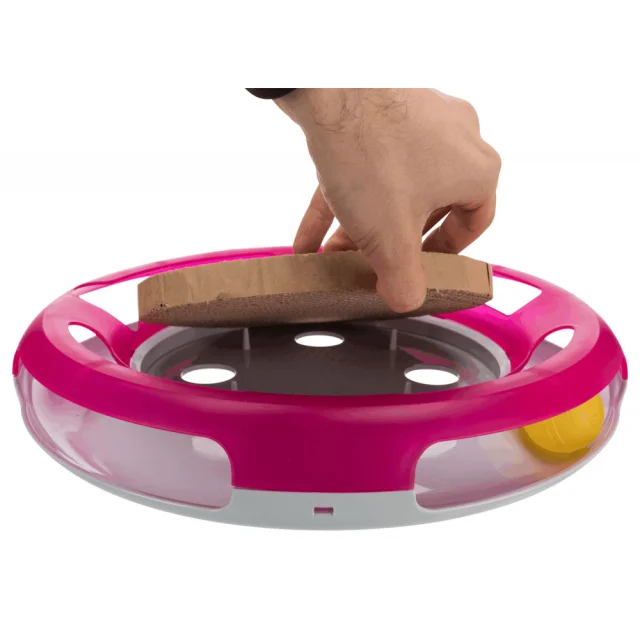 Игрушка Trixie Race & Scratch с драпаком, для кошек, 37 см, розовый