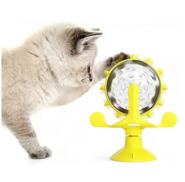 Іграшка-годівниця для котів BronzeDog PetFun, на присосці, жовтий, 14×17 см