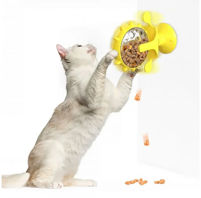 Іграшка-годівниця для котів BronzeDog PetFun, на присосці, жовтий, 14×17 см