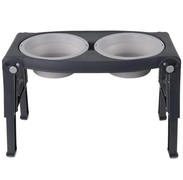 Миска Dexas Adjustable Height Pet Feeder подвійна, з регульованими ніжками, світло-сіра, 960 мл