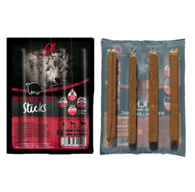 Полувлажное лакомство для собак Alpha Spirit DOG Sticks Prosciutto, палочки с прошутто, 4 шт, 40 г