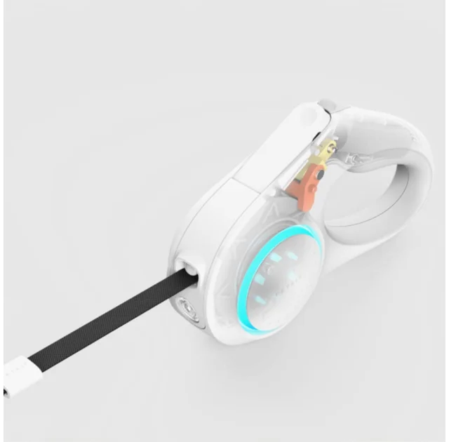 Поводок-рулетка Petkit Travel Go Shine Pet Leash для собак, с подсветкой, серый, до 50 кг, 3 м