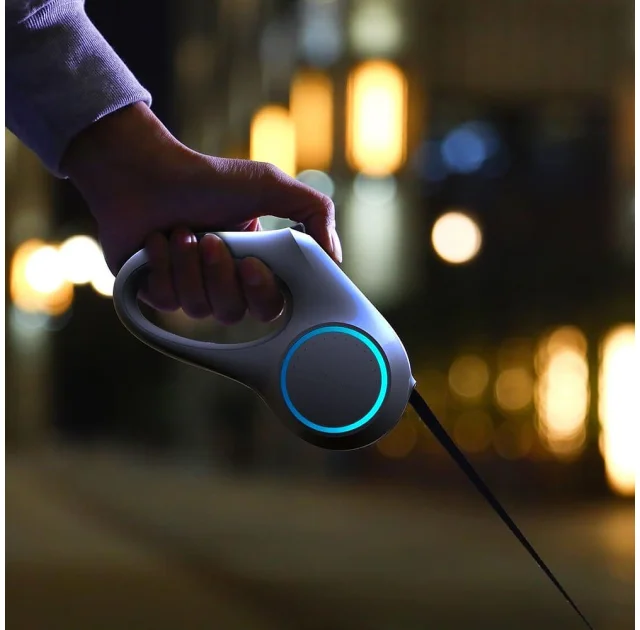 Поводок-рулетка Petkit Travel Go Shine Pet Leash для собак, с подсветкой, серый, до 50 кг, 3 м