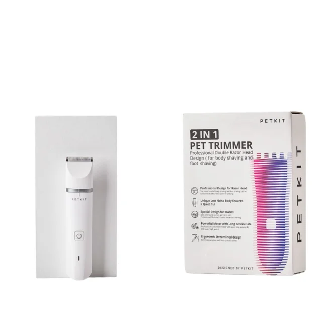 Машинка для стрижки тварин Petkit Pet Trimmer 2 в 1, акумуляторна, біла, ножові блоки 1 см і 3.2 см