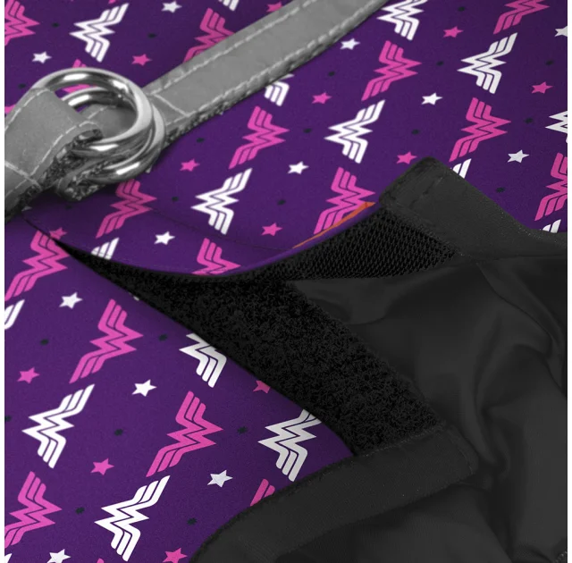 Шлея Waudog Clothes с QR паспортом для собак, рисунок Чудо-женщина фиолет, размер XS1, 18-20 см/24-27 см