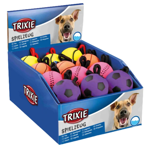 Іграшка м'яч на канаті Trixie для собак, діаметр 6 см, довжина каната - 30 см, колір в асортименті