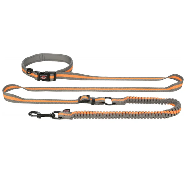 Поводок для пробіжок Trixie нейлон, 1.33-1.80 м, товщина 20 мм, графіт з помаранчевим