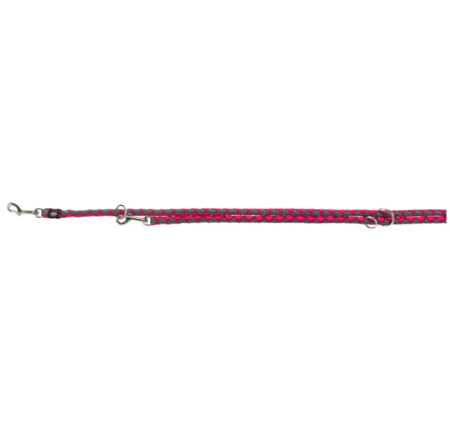 Повідець-перестібка Trixie Cavo Adjustable Lead для собак, плетений, круглий, розмір S-M, 2 м/12 мм, фуксія/графіт