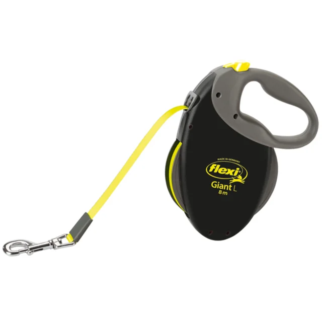 Повідець-рулетка Flexi Neon Giant L для собак до 50 кг, 8 м, стрічка, чорна
