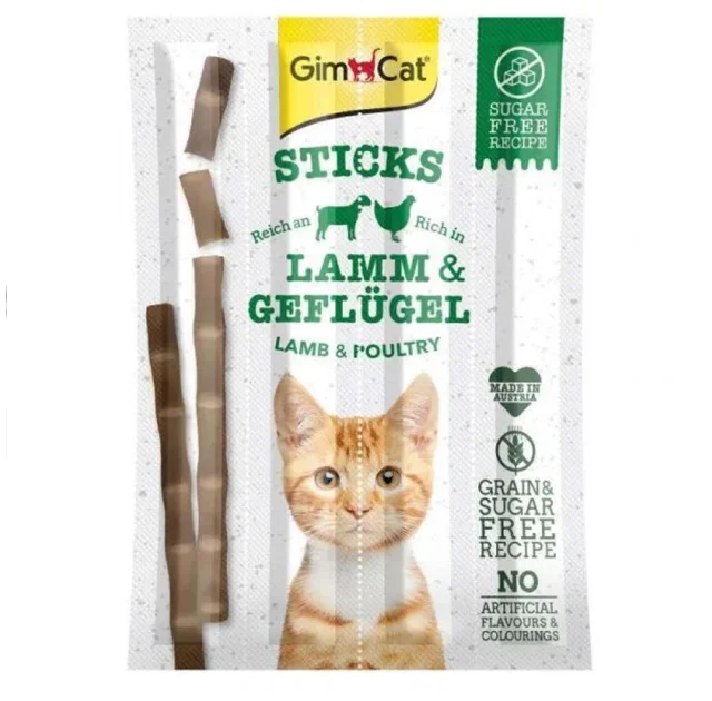 Ласощі GimCat Sticks палички з ягням, для кішок, 4 шт