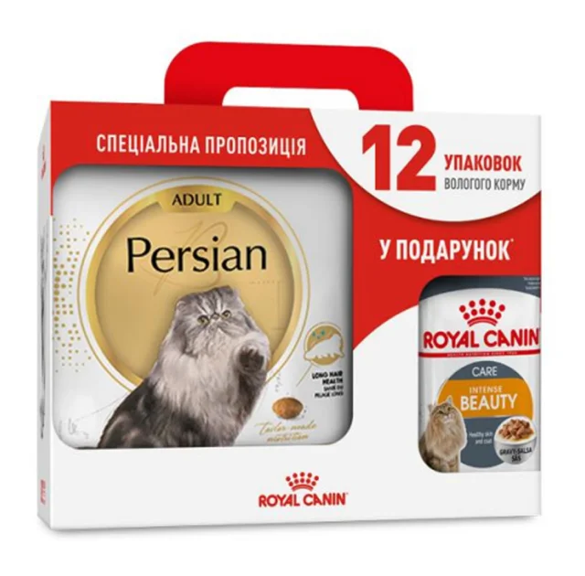 Сухий корм Royal Canin Persian Adult для перських котів від 12 місяців, 4 кг + 12 паучів у подарунок