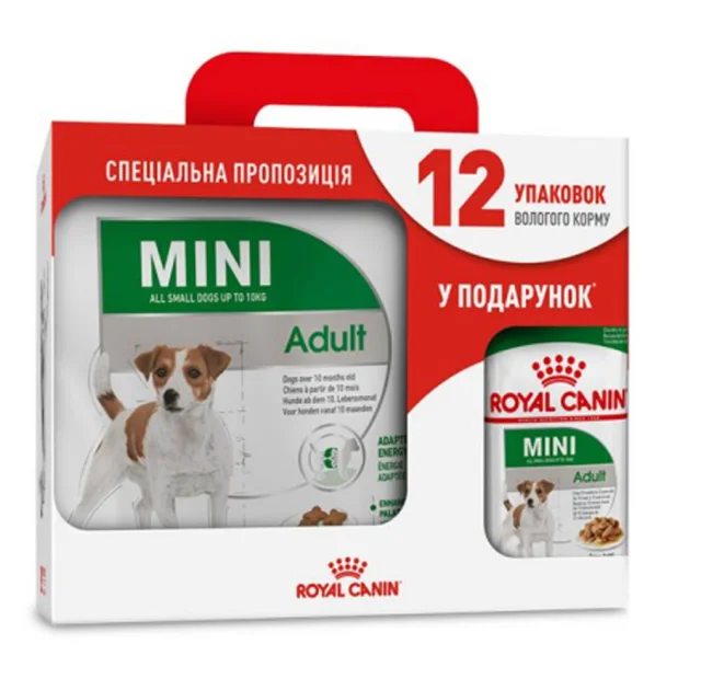 Сухий корм Royal Canin Mini Adult для собак дрібних порід, 4 кг + 12 паучів у подарунок
