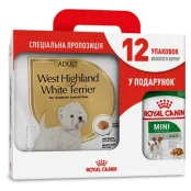 Сухой корм Royal Canin West Highland White Terrier Adult для вест хайленд уайт терьеров, 3 кг + 12 паучей в подарок