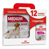 Сухой корм Royal Canin Medium Adult для собак средних пород, 4 кг + 12 паучей в подарок