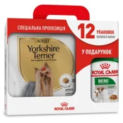 Сухой корм Royal Canin Yorkshire Terrier Adult для йоркширского терьера, 3 кг + 12 паучей в подарок