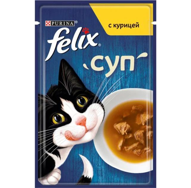 Вологий корм Purina Felix Soup для котів, суп з куркою, 48 г