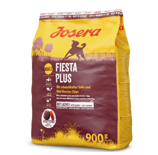 Сухий корм Josera Adult Fiesta Plus для дорослих вибагливих собак, з додатковими крокетами, 900 г
