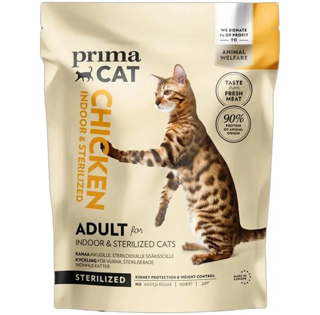 Сухий корм PrimaCat для дорослих домашніх та стерилізованих котів, з куркою, 4 кг